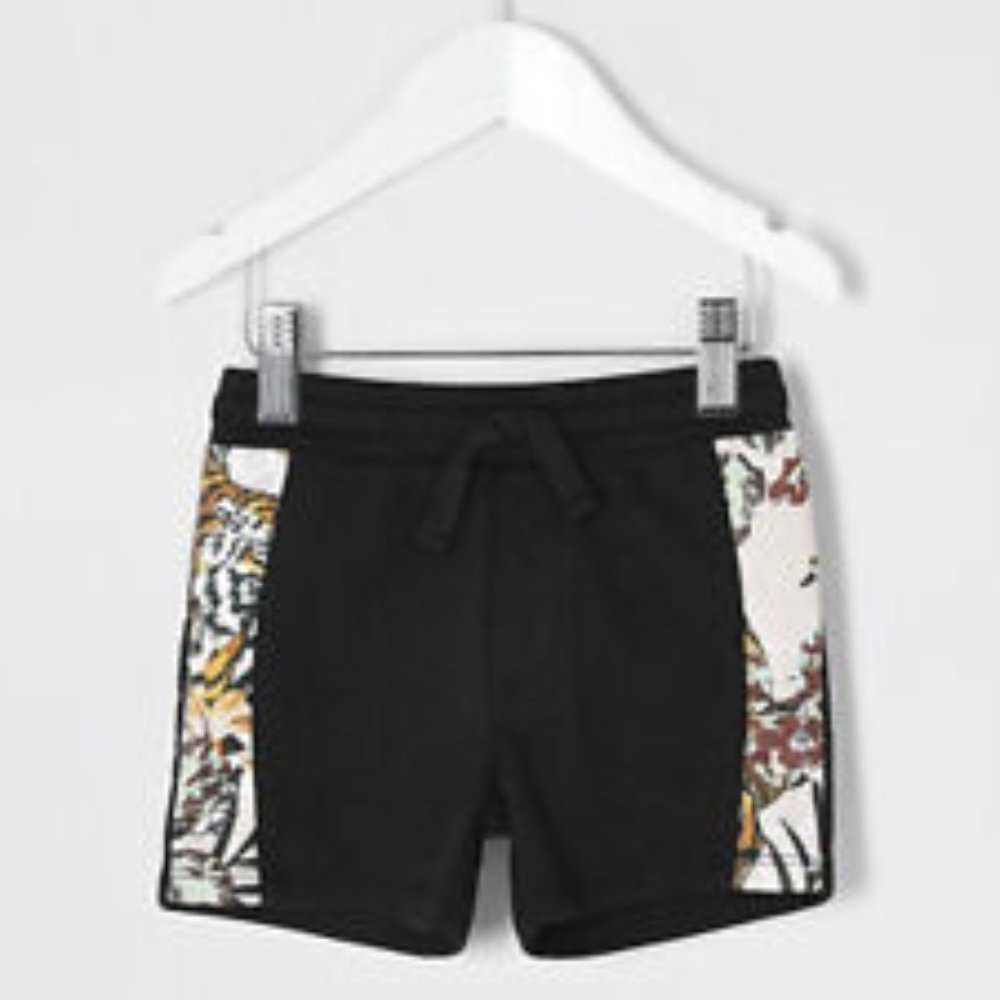 River Island Toddler Boys Black Tapered Jersey Shorts